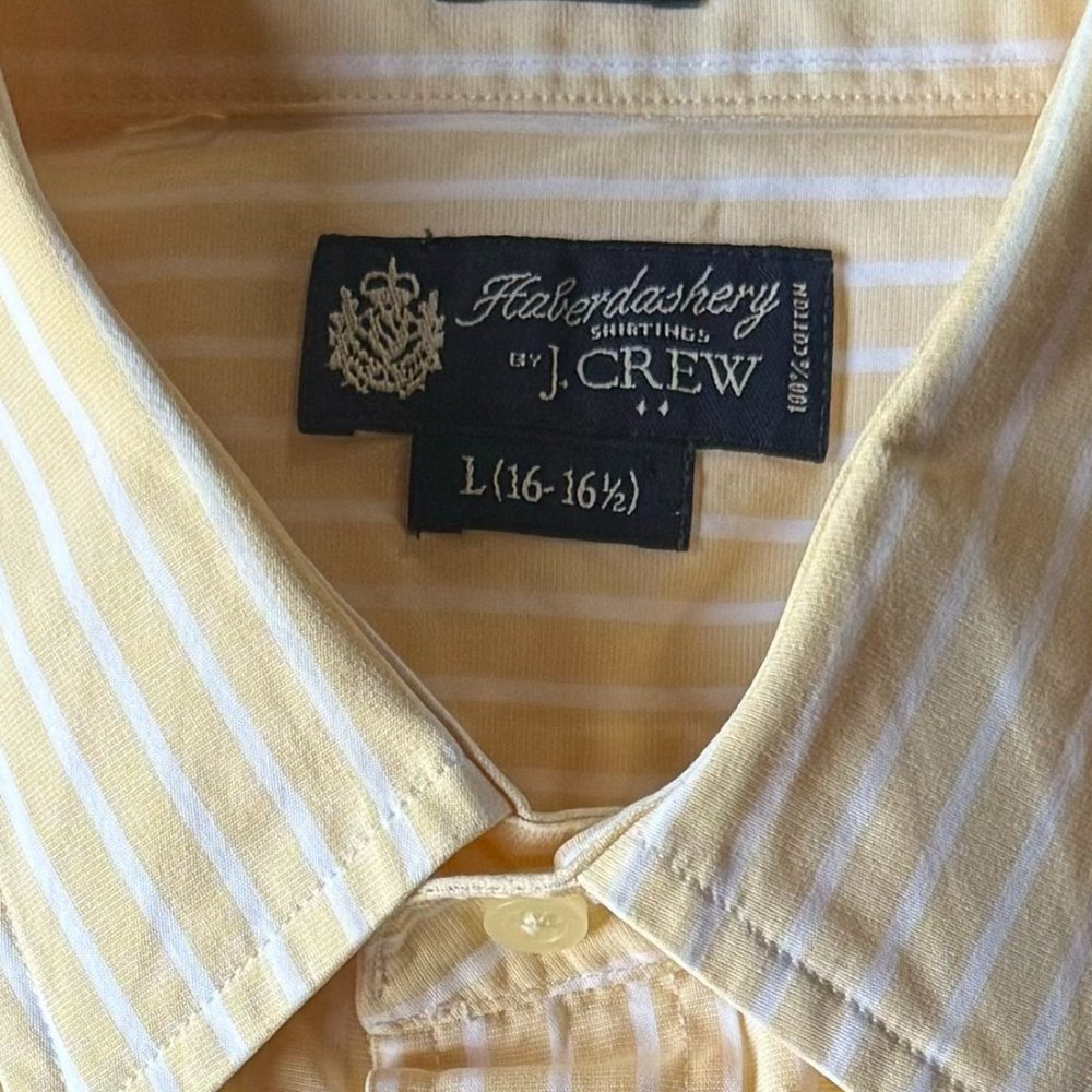 J Crew Mens Long Sleeve Button Down Shirt 80s 2 Ply Cotton L 16 - 16.5